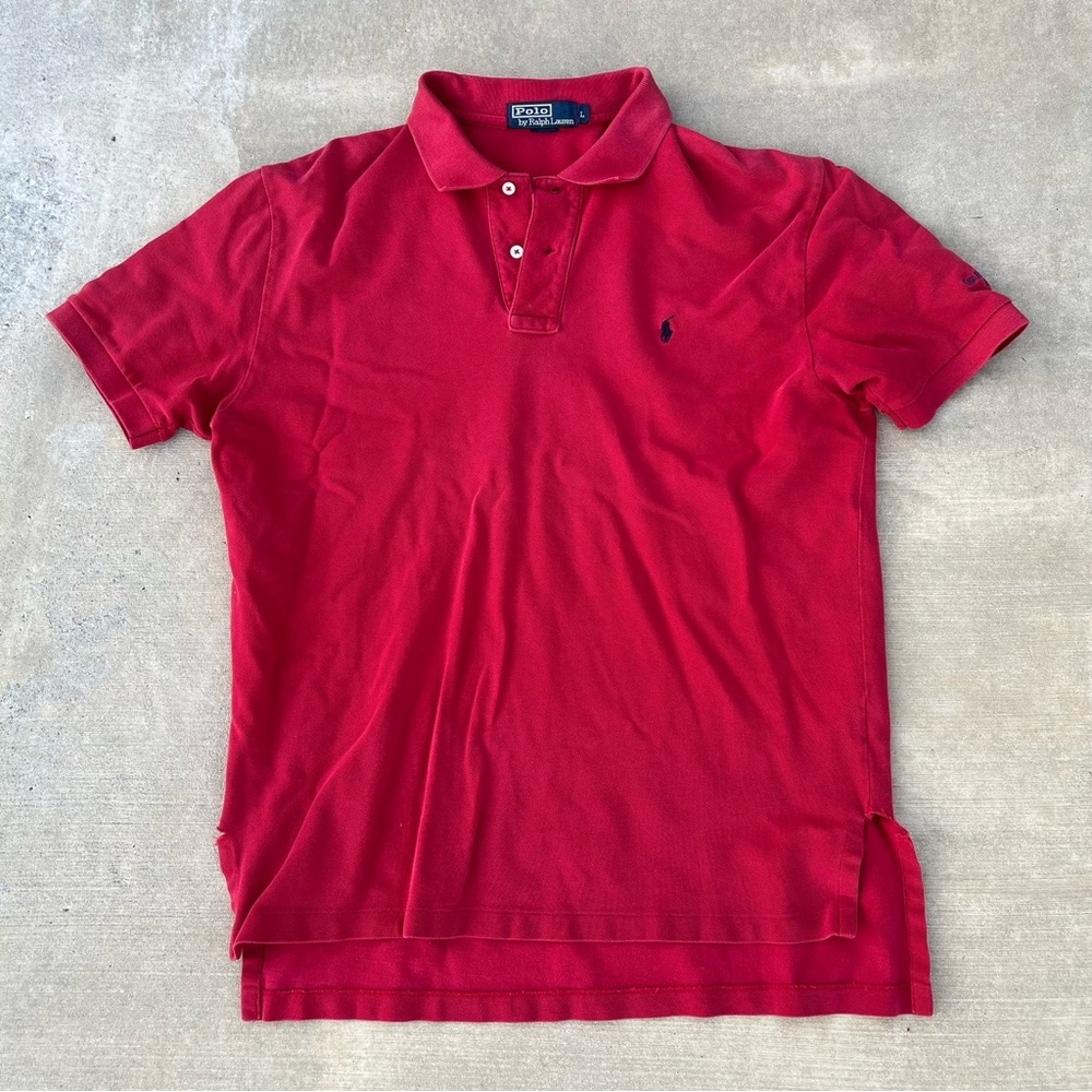 Vintage Polo by Ralph Lauren Bright Red Short Sleeve Shirt Ritz Carlton Sz L